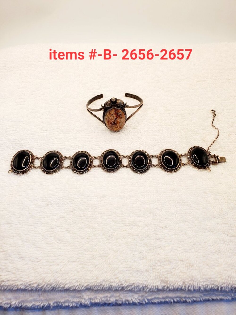 2 Vintage Sterling Silver Bracelets, items # B - 2656-2657. ,  wt. 61 grams.